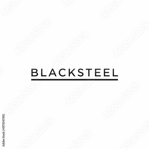 Blacksteel logo text with underline.