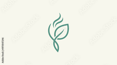 Minimalist Leaf Logo with Steam Element