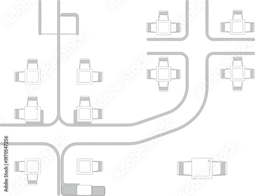 Urban neighborhood street layout, housing block schematic plan design, flat vector