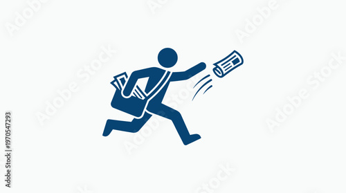 Running Courier Delivering Newspaper Icon