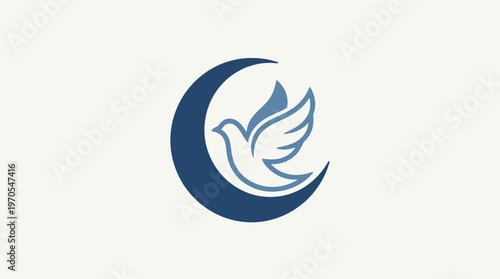 Elegant Dove and Crescent Moon Logo Design