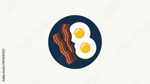 Breakfast Plate with Fried Eggs and Bacon