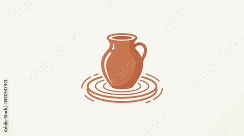 Ceramic Jug On Circular Pottery Wheel
