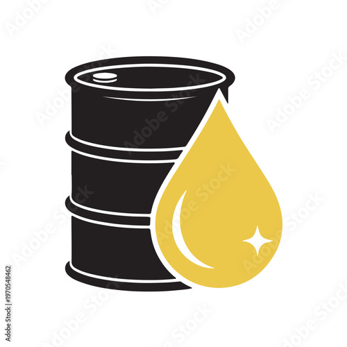 Oil Barrel with Liquid Drop Clean Energy Concept Vector