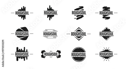 Collection of twelve unique rough soul logo designs.