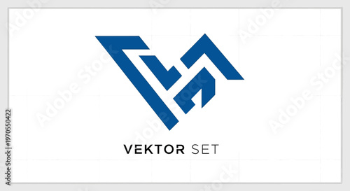 Abstract Blue Geometric Vektor Set Logo Design.
