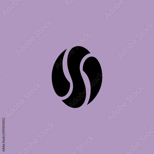 Abstract Black Swirls Inside Oval Shape.