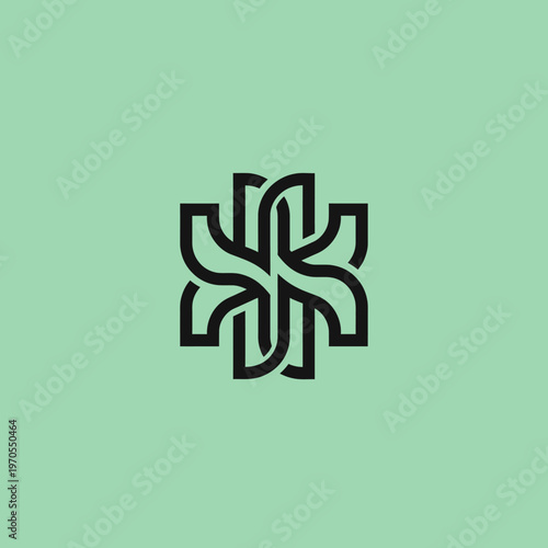 Abstract Geometric Symbol Design with Interlocking Lines.