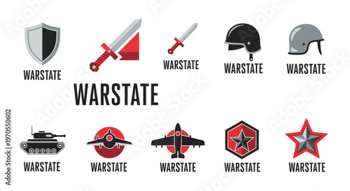 Collection of Military and War Related Icons and Symbols.
