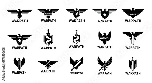 Collection of Eagle and Shield Emblems for Warpath Brand.