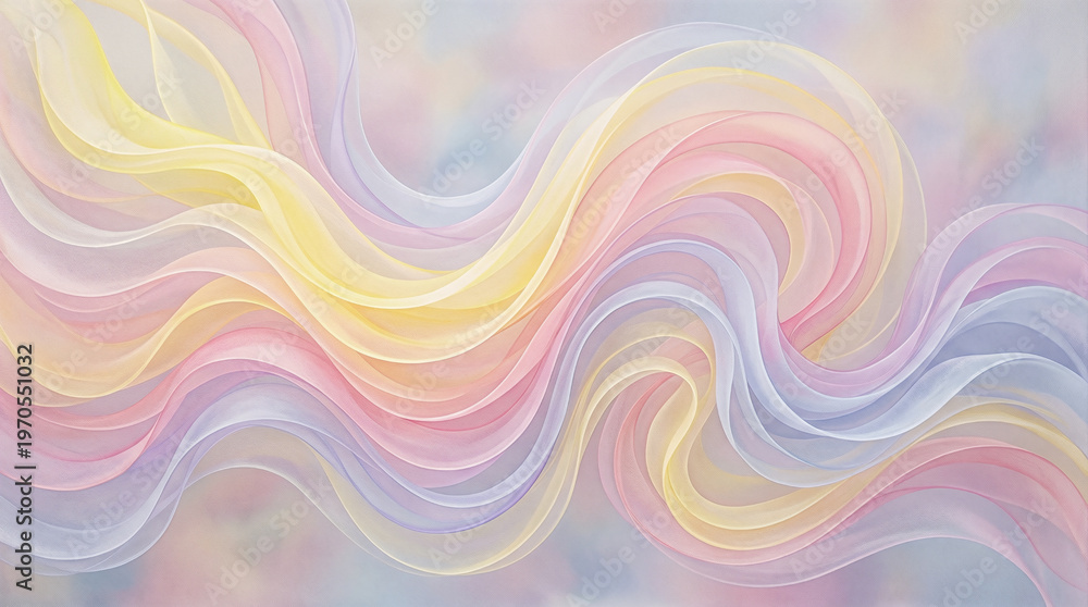 Obraz premium A vibrant and colorful abstract wave design with soft pastel hues and smooth curves