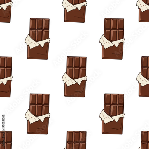 Seamless Pattern of Delicious Chocolate Bars Wrapped in Foil.