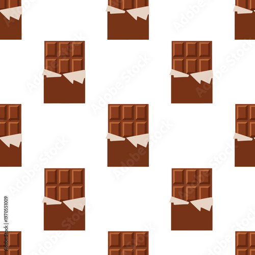 Seamless Pattern of Delicious Chocolate Bars Wrapped in Paper.