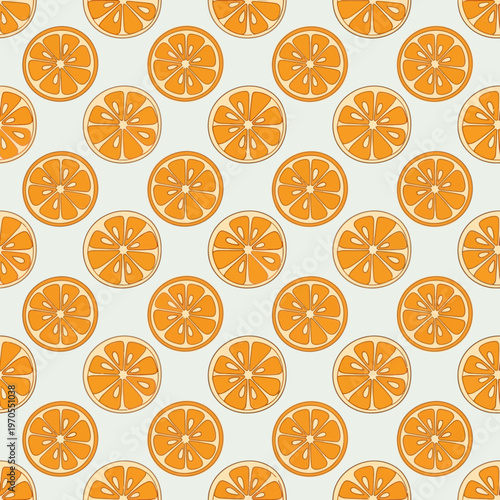 Seamless Pattern of Fresh Orange Slices.