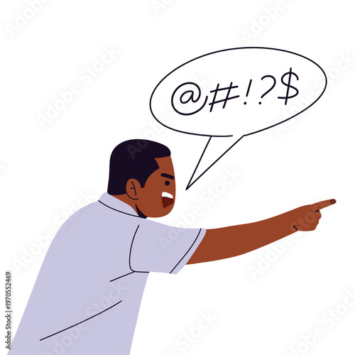 Flat vector illustration depicting angry people expressing frustration, arguments, and emotional outbursts. ideal for mental health topics, conflict communication, stress, and social issues.