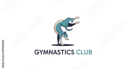 Gymnastics Club Logo with Abstract Animal Figure.