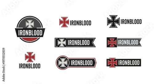 Ironblood Logo Collection with Cross Symbol.