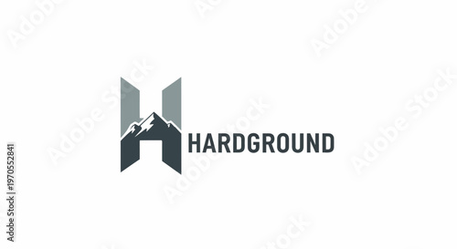 Hardground Logo Design with Mountain and Letter H.