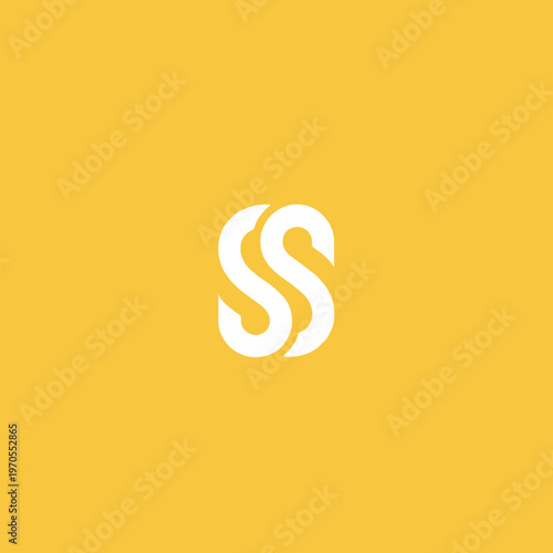 Minimalist white double S logo on yellow background.