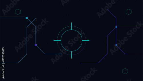 High tech HUD interface with target crosshair