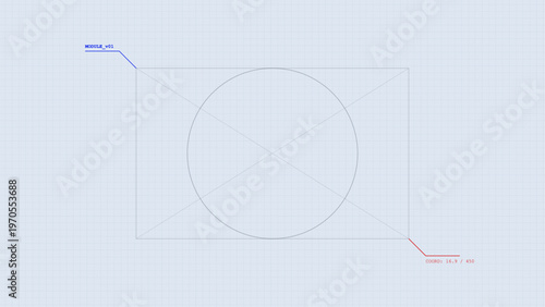 Technical blueprint background with circular radar grid