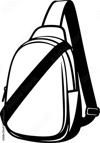 Black and white sling bag, crossbody bag, vector backpack, minimalist luggage
