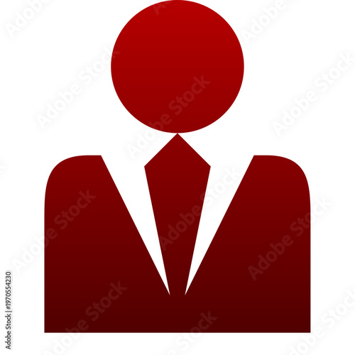 Red business user icon for professional employee and corporate boss