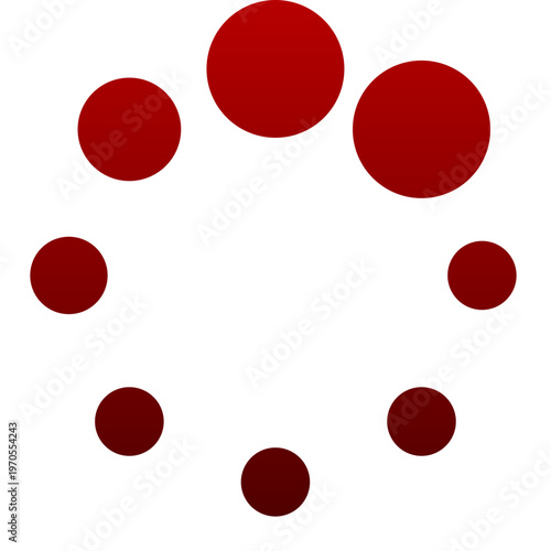 Red spinner icon for loading status and system progress update