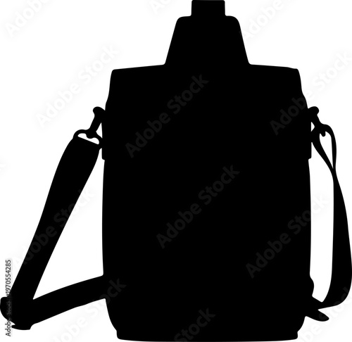 Black messenger bag, crossbody bag, silhouette icon, vector illustration, luggage