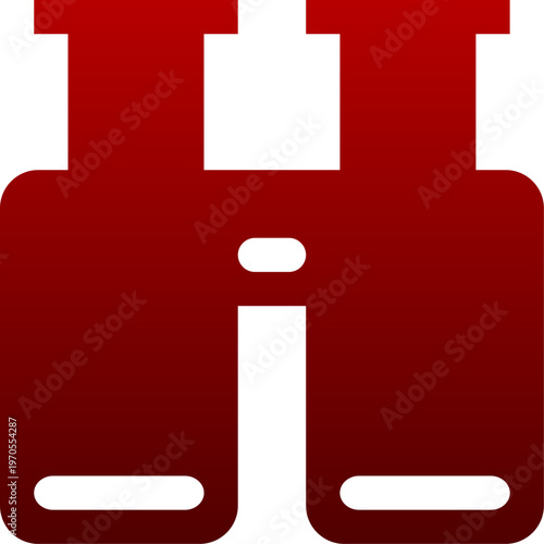Red binoculars icon for discovery find search and outdoor exploration