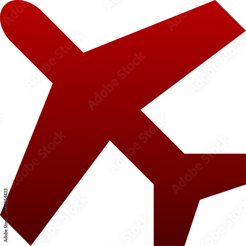 Red airplane icon for flight travel airport transport and vacation trip
