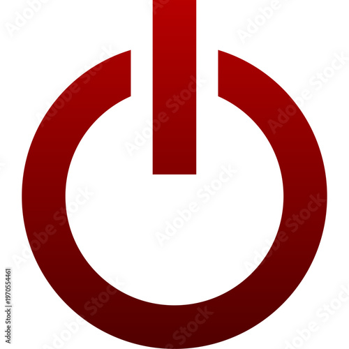 Red power switch icon for system control shutdown and start button