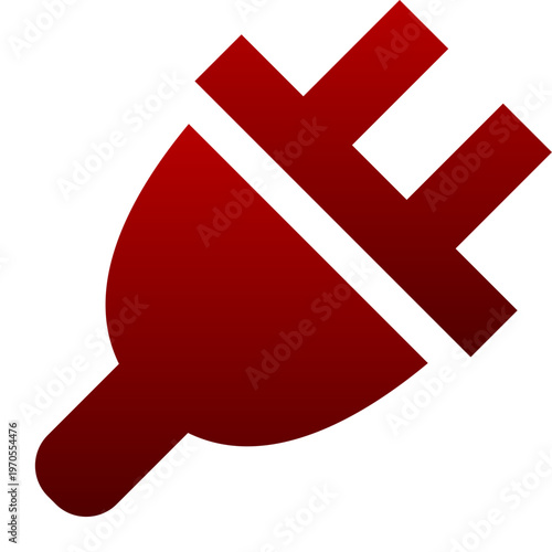Red electric plug icon for power connection cable and charging
