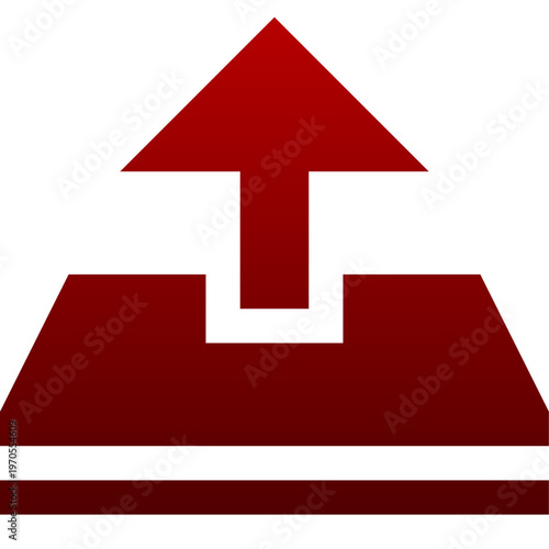 Red box upload icon for data send file publish and storage backup