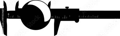 Vernier caliper, precision measurement tool, black silhouette, industrial icon, engineering symbol