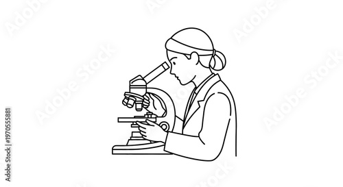Woman Looking Through a Microscope.