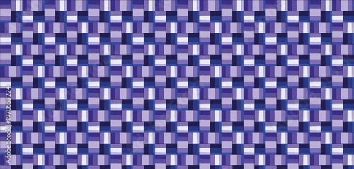 Purple and blue seamless geometric pattern background, abstract modern block design, repeating rectangle grid mosaic texture, digital art