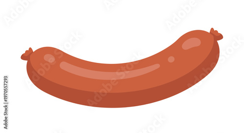 Delicious Sausage Vector Illustration in Flat Design Style, Isolated on White Background for Food Graphics and Cooking Ingredient Concepts