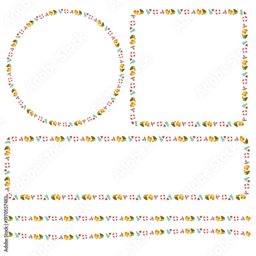 Summer Vacation Hand Drawn Icons On Blue Background