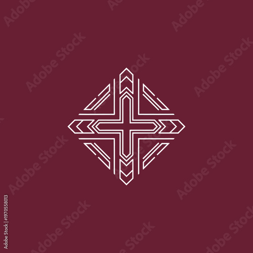 Geometric Cross Symbol Abstract Design.