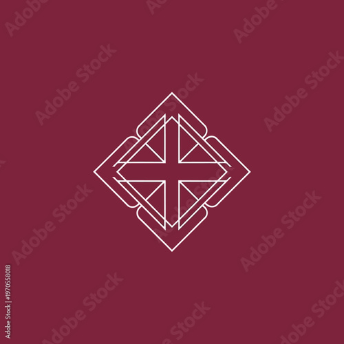 Geometric Abstract Symbol with Intersecting Lines and Squares.