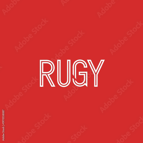 Rugy word art graphic design.