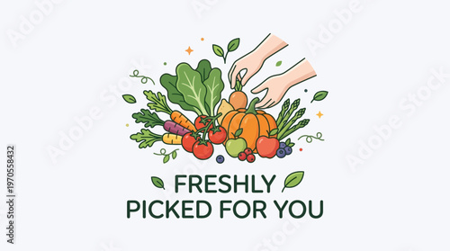 Freshly Picked Vegetables and Fruits Logo Design