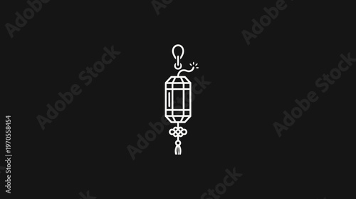 Minimalist Outline of a Lantern with a Fuse