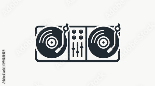 Minimalist Black and White DJ Turntable Icon