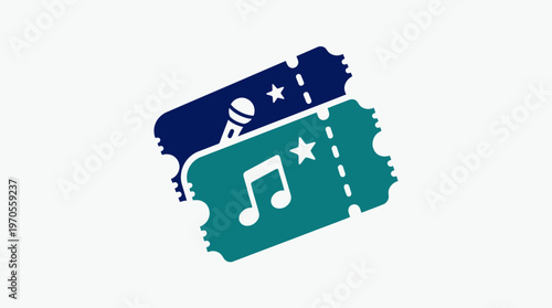 Concert Tickets with Music Notes  Microphone