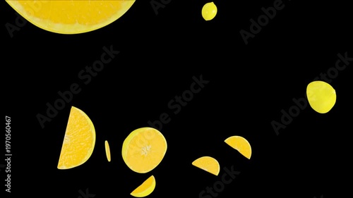Fresh Lemon Burst Isolated Alpha Channel