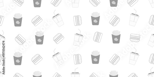 burger pattern background. doodle fast food burger seamless pattern background. fried chicken burger pattern. Seamless Pattern of hamburger pattern.