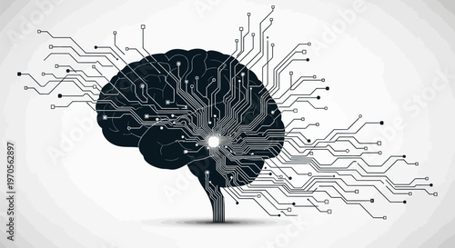 Brain with circuit board connections.