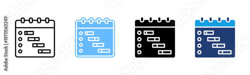 Gantt Chart icon multiple style collection